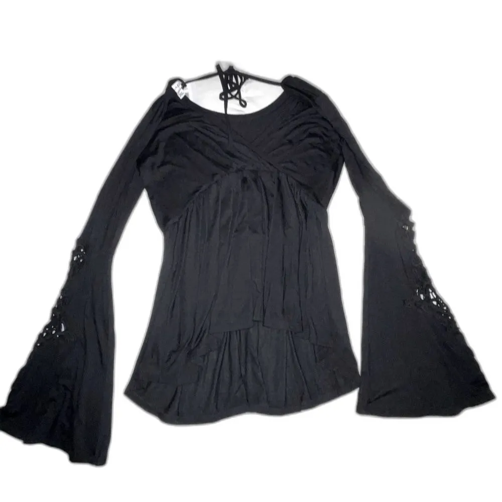 Love Fire Black New Boho Top. Small    LTOP423 - Image 3