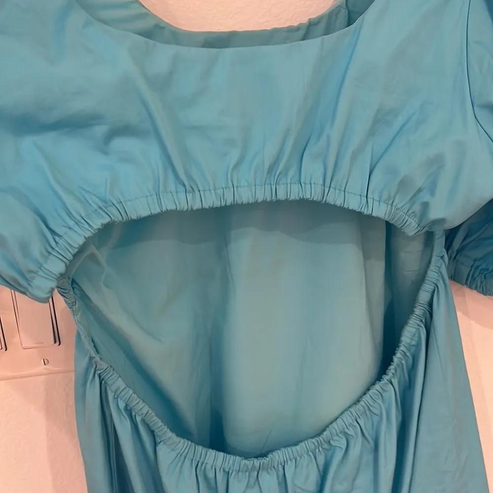 Turquoise Puff Sleeve Sun Dress - Image 6