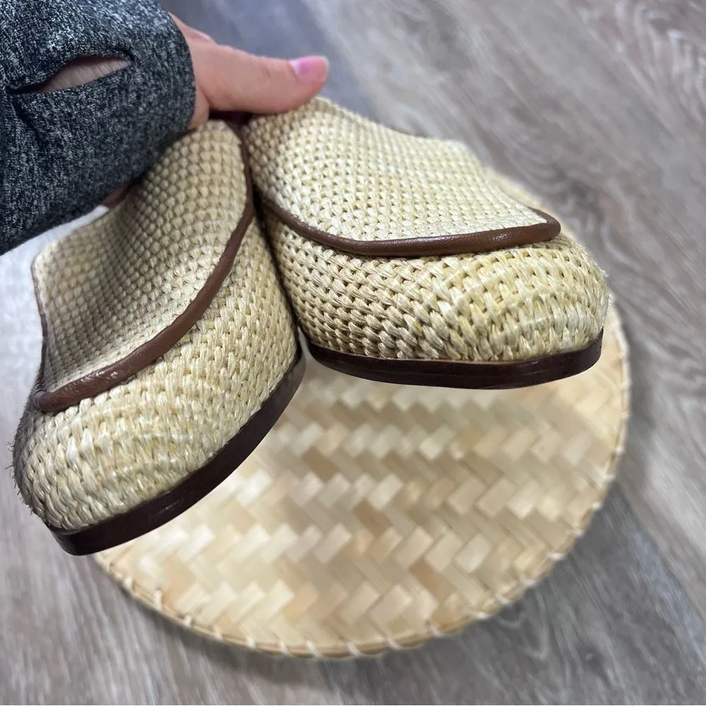J. Jill woven wicker & leather trim‎ loafers women’s size 8.5 Brown - Image 4