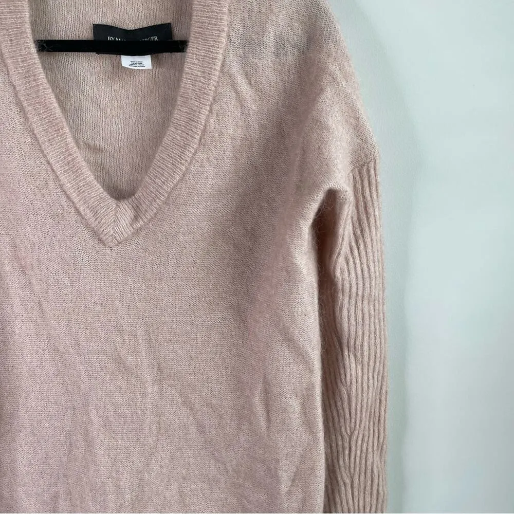 Marlene‎ Birger kid mohair wool blend V neck sweater XS minimalist quiet luxury Pink - Image 3