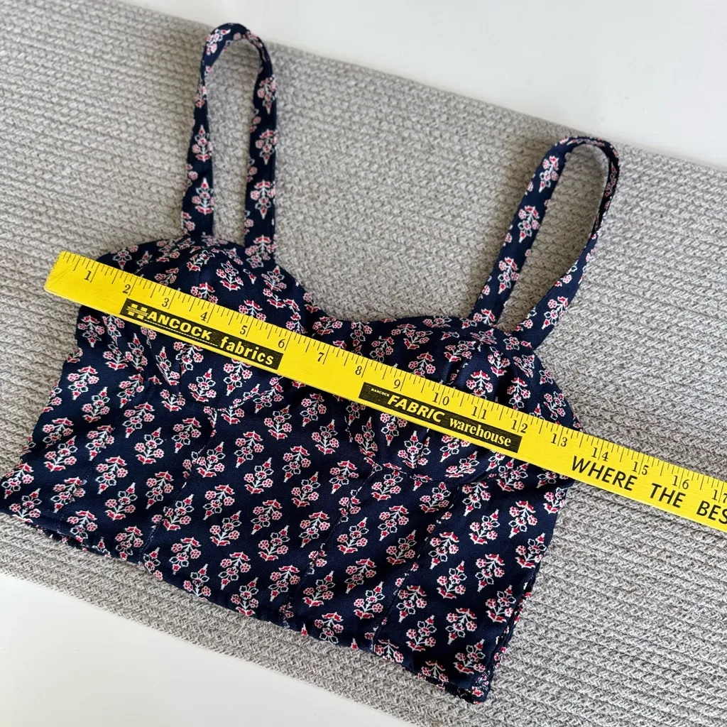 Band of Gypsies Navy Blue Red Floral Bustier Cropped Tank Top Size Small - Image 14