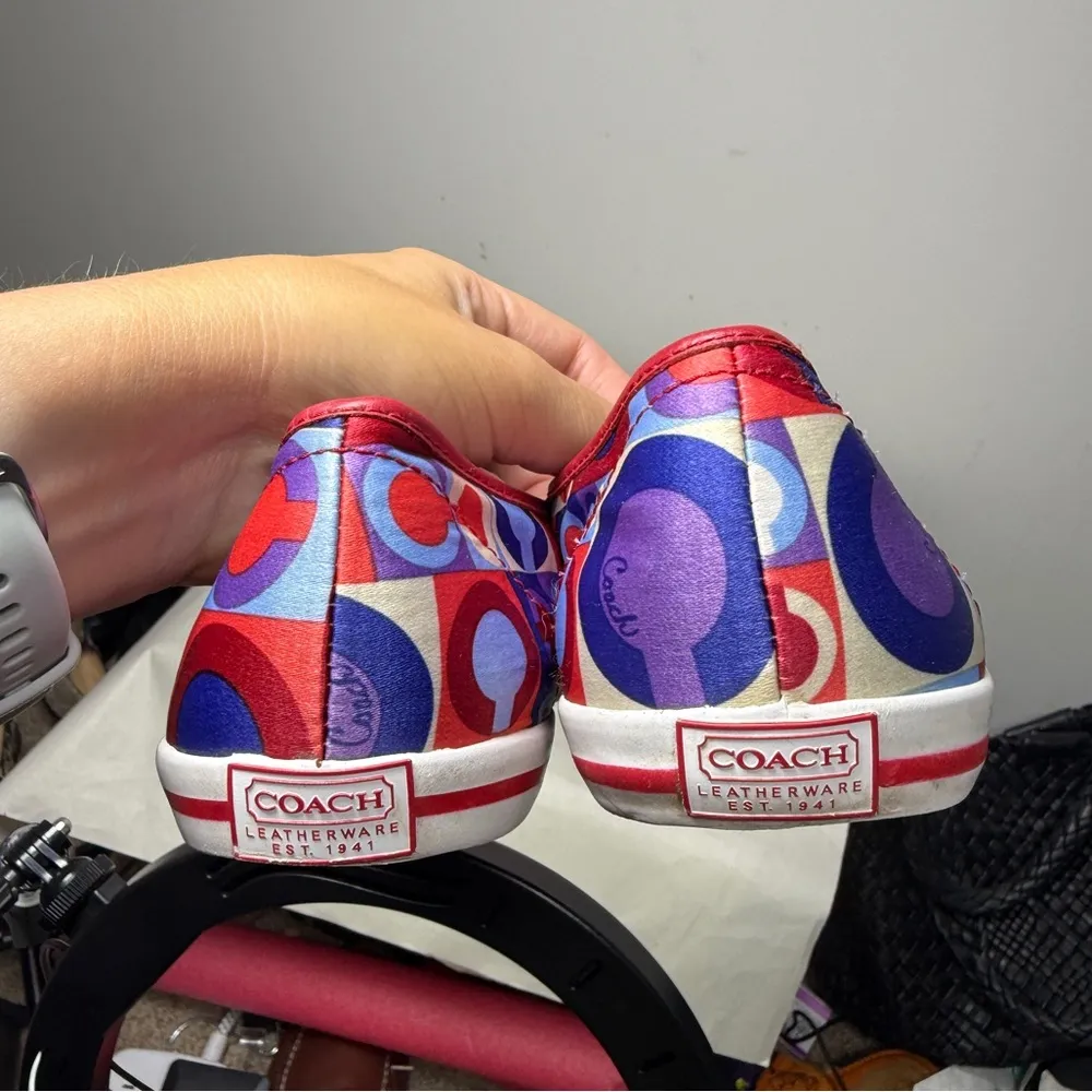 Coach Audrina Patchwork Satin Low Top Sneakers Sz 8.5 - Image 9