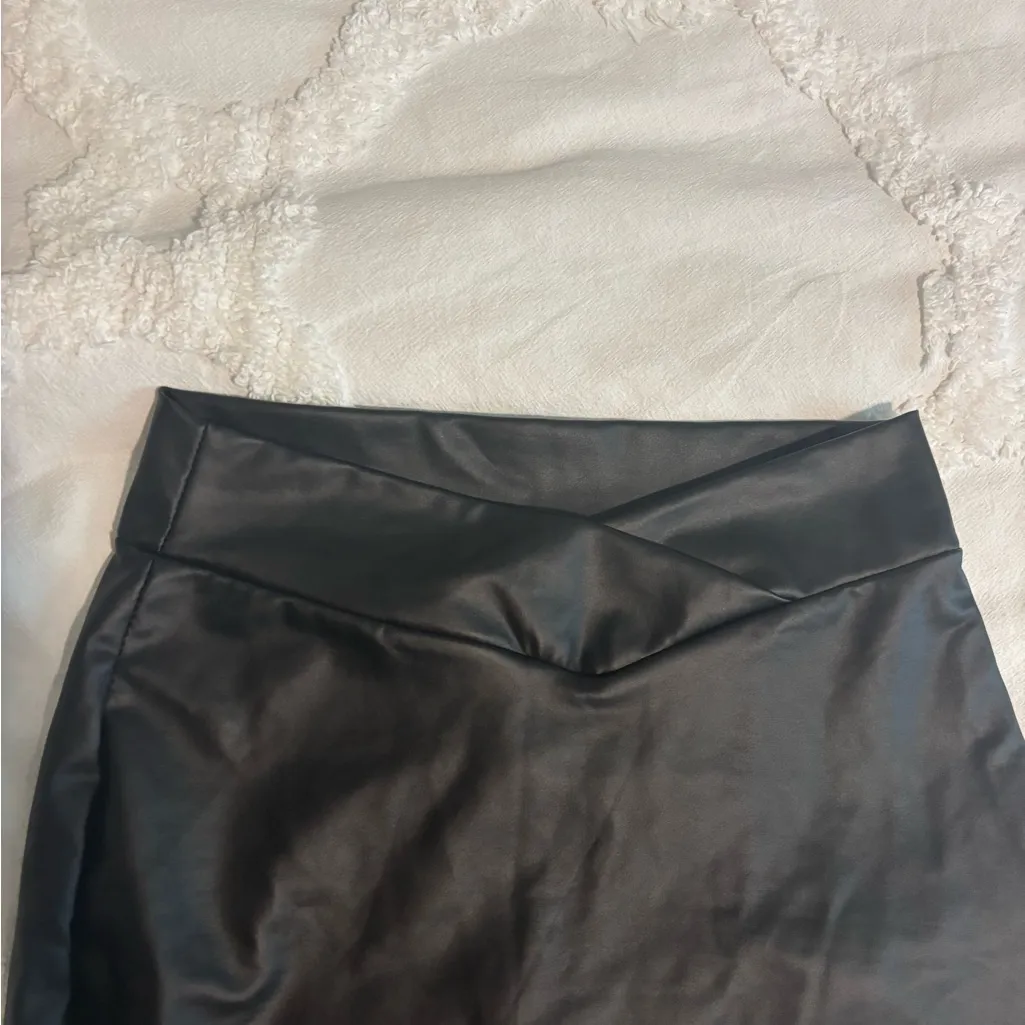Black Faux Leather Skirt - Image 4