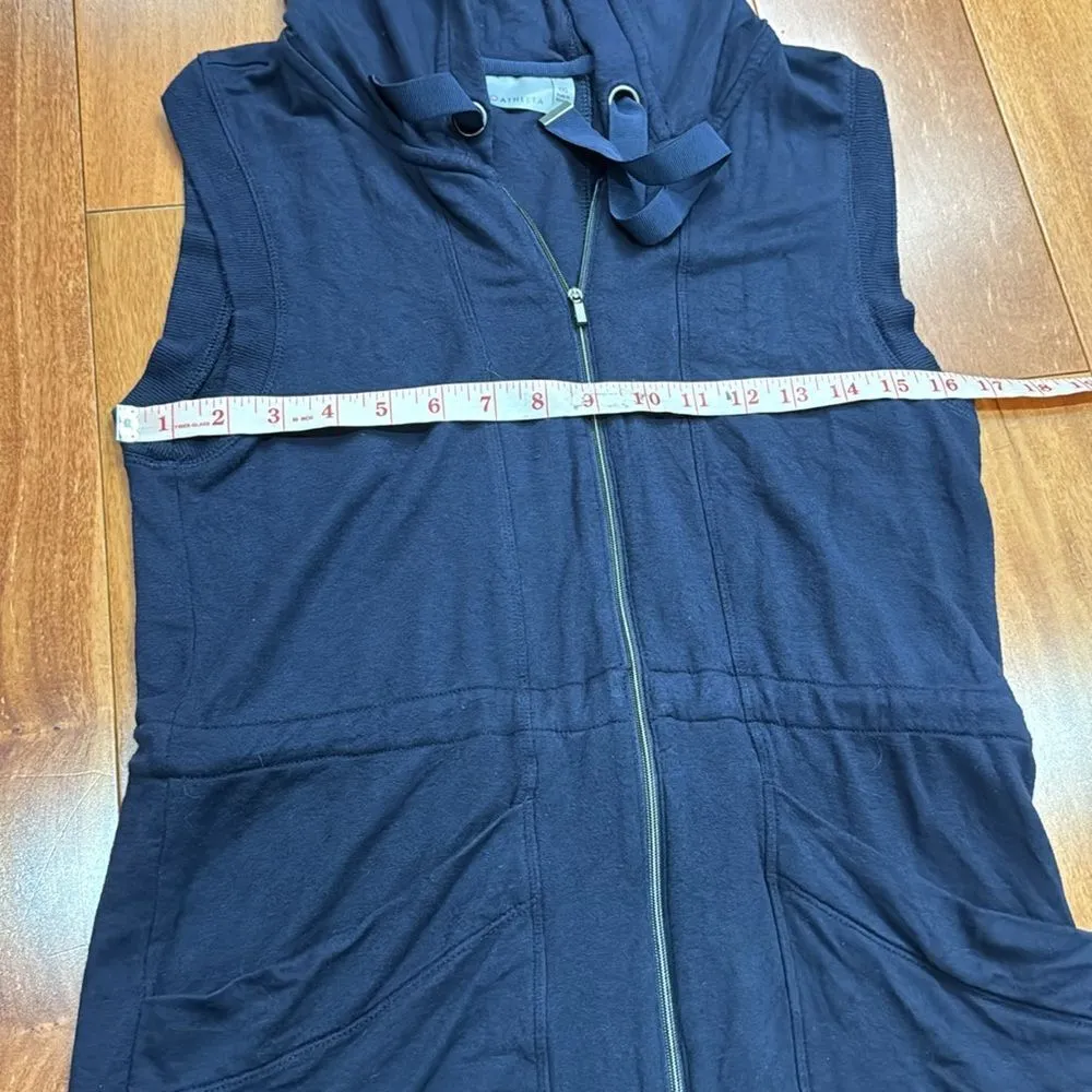 Athleta Lotus Vest Hoodie Navy Blue Long Full Zip Sleeveless size XXS - Image 12