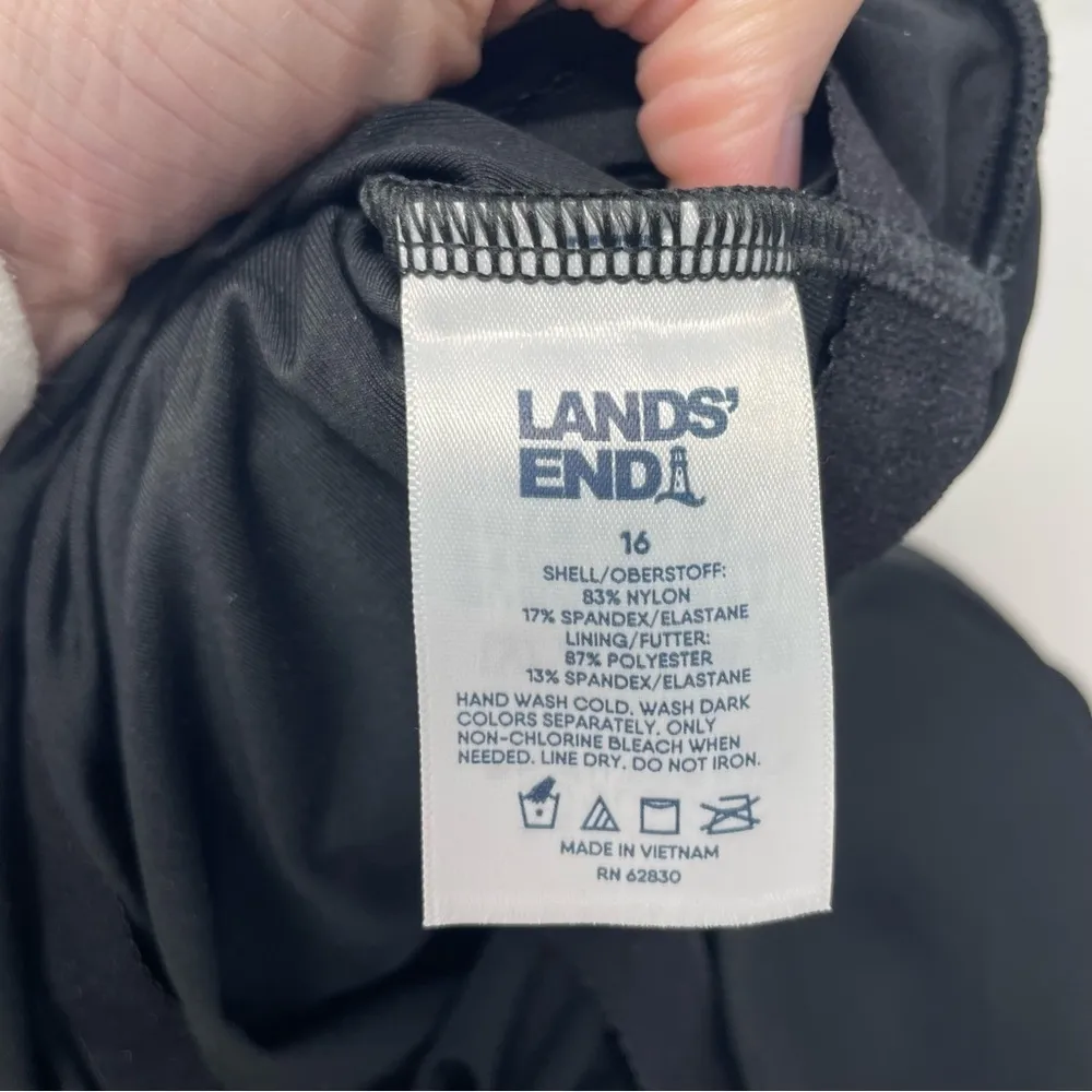 Lands' End NWOT Black and White High Neck One Piece Swim Dress Swimsuit Size 16 - Image 7