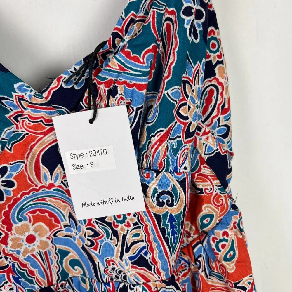 NWT Japna Sleeveless Floral Tie Back V-Neck Midi Dress Size Small S NEW - Image 4