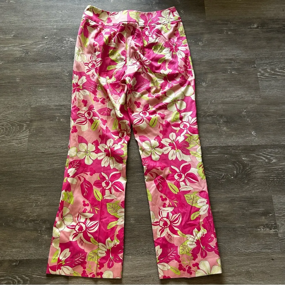 Vintage Carlisle Floral Pink and Green Pants Size 8 - Image 2