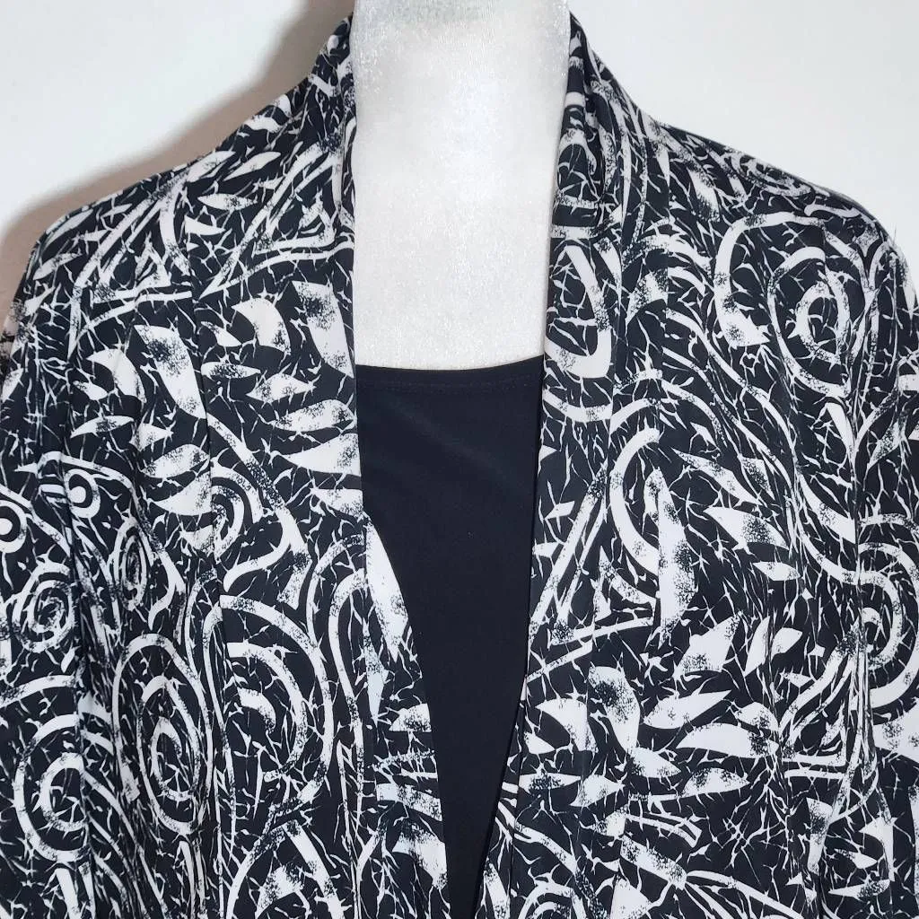 Christopher & Banks Layered Look Black and White Print Top Size Medium - Image 2