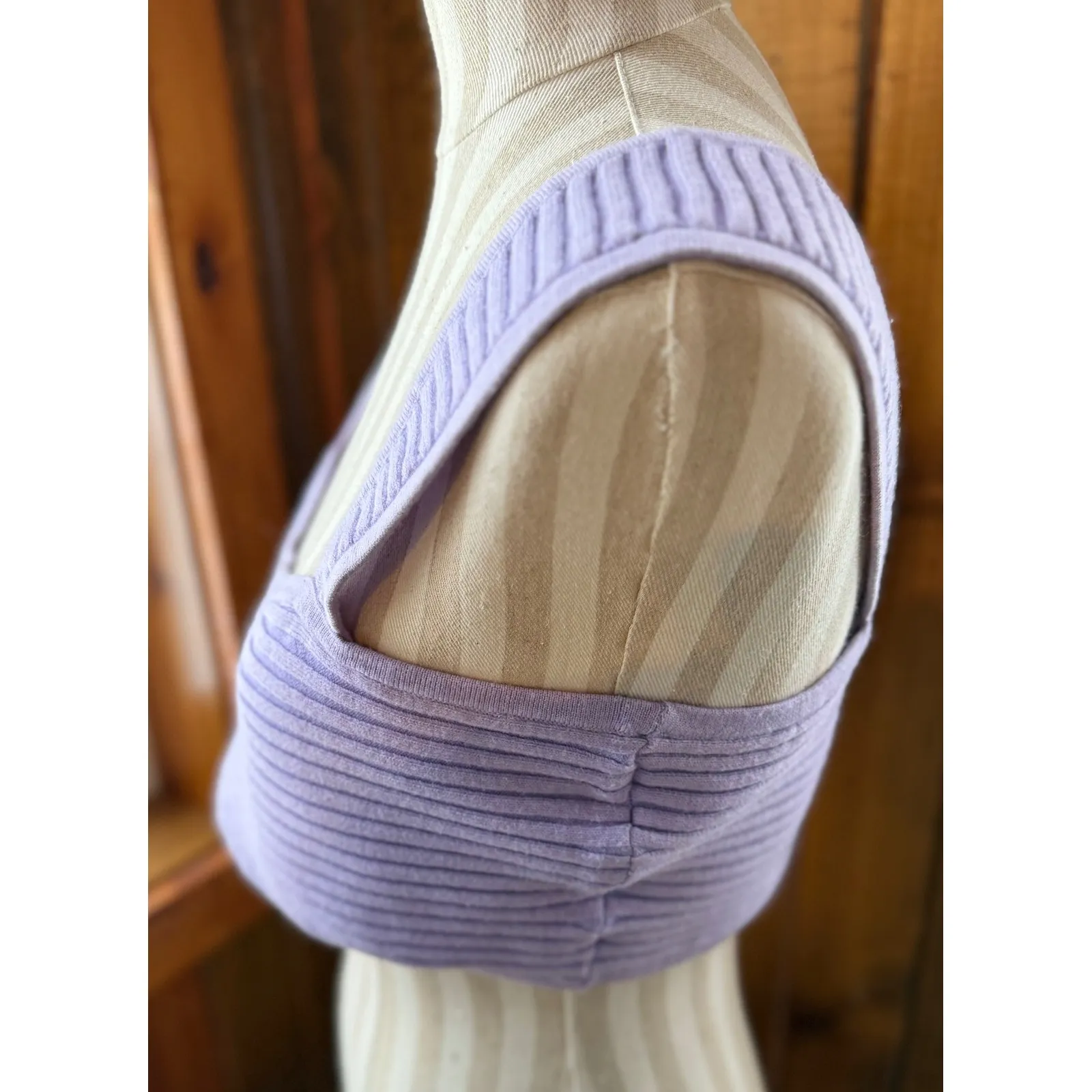 Wild Fable Lavender Ribbed Knit Cropped Tank Top XL - Image 3