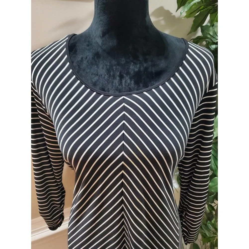 Peck & Peck Women Black Polyester Round Neck Long Sleeve Casual Top Shirt Size S - Image 3