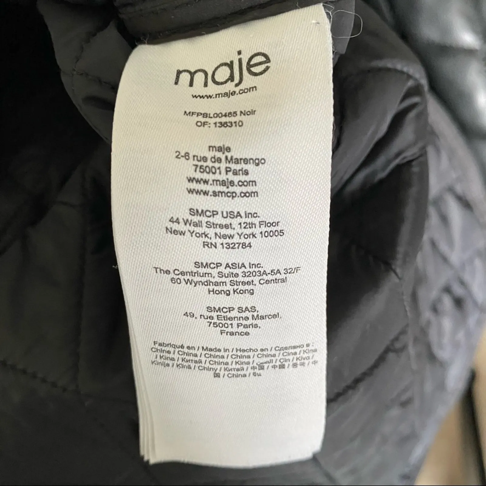 Maje Black Faux Leather Look Quilted Shacket Jacket size large - Image 11