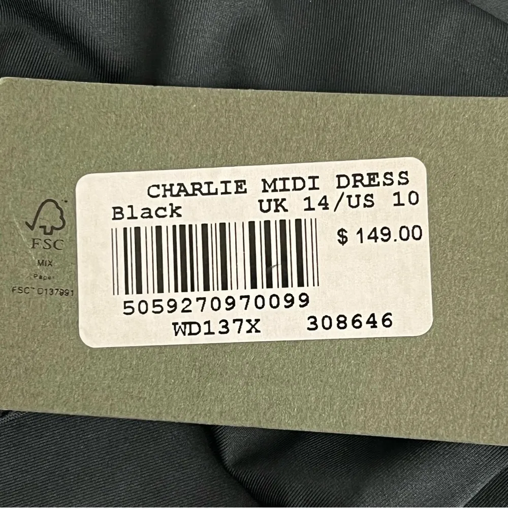 All Saints Charlie Midi dress in black size 10, New with tag - Image 4