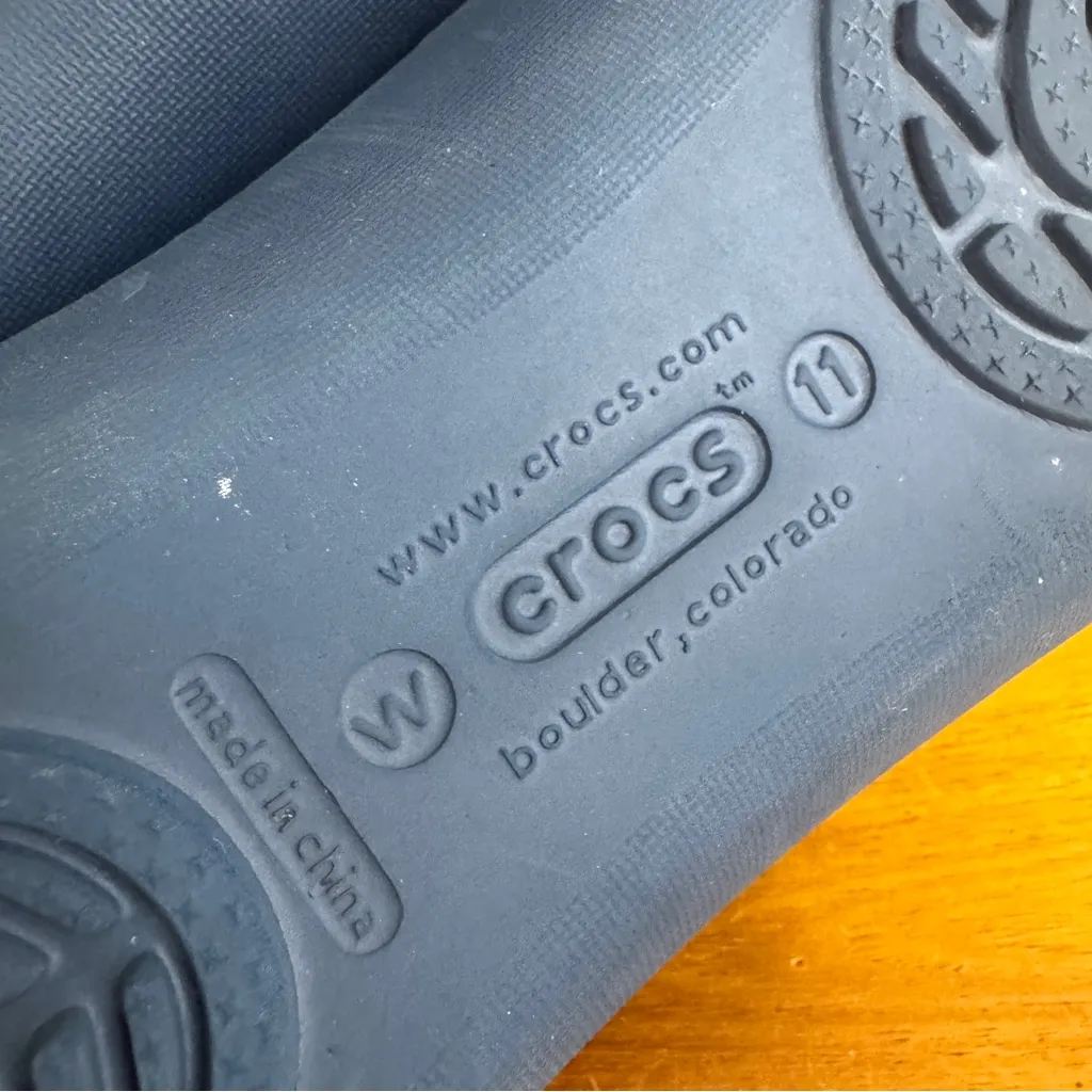 Crocs navy blue peep toe sling back shoes size 11 - Image 7