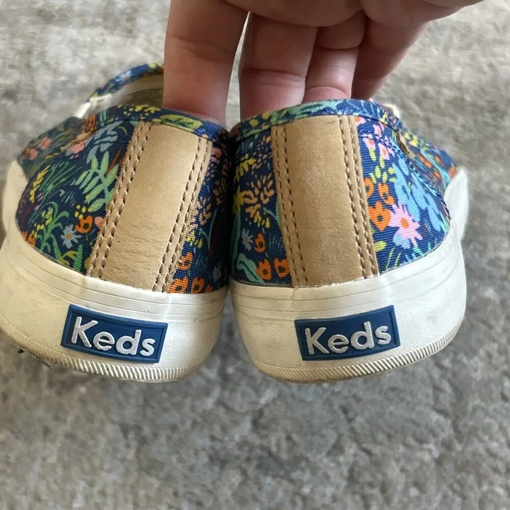 Keds Shoes Womens 7 Rifle Paper Co Blue Double Decker Garden Party Floral SlipOn - Image 6