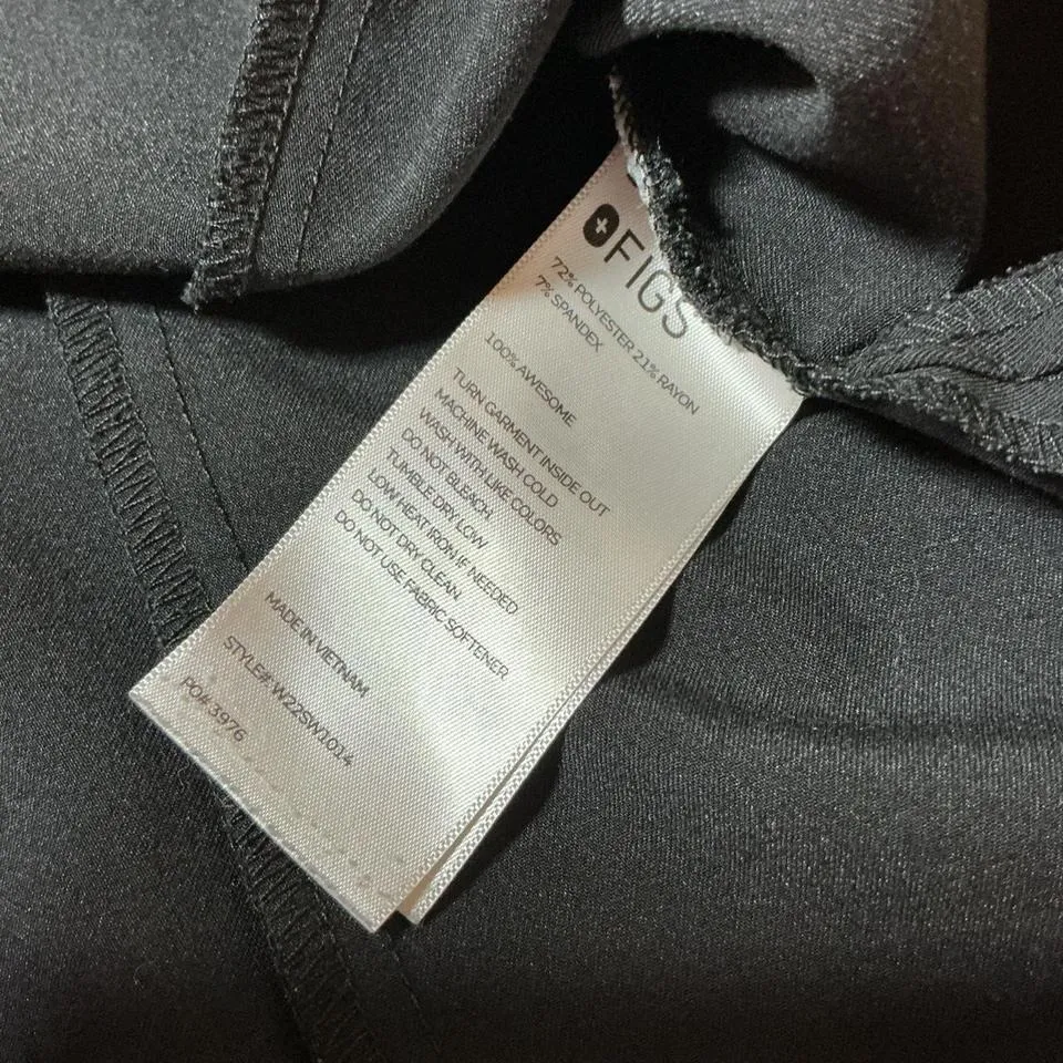 FIGS Black V Neck Scrub Top Medical Collection Women's Size M Style W22SW1014 Size M - Image 5