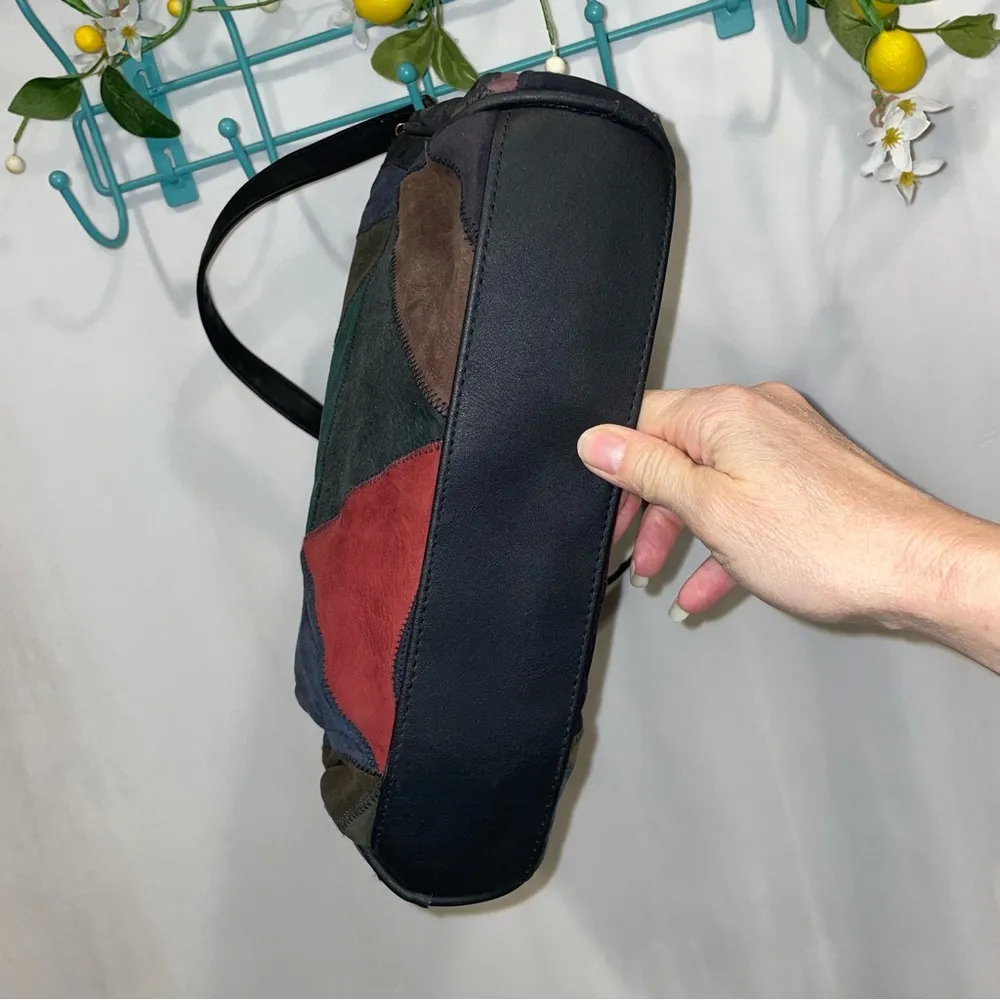 Vintage Y2K faux suede patchwork bag purse Red - Image 6