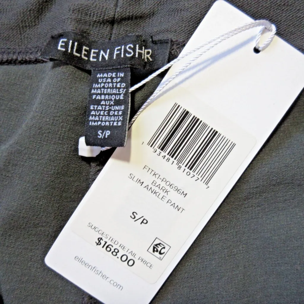 NWT Eileen Fisher Slim Ankle Pant in Bark Washable Stretch Crepe Pants S - Image 3