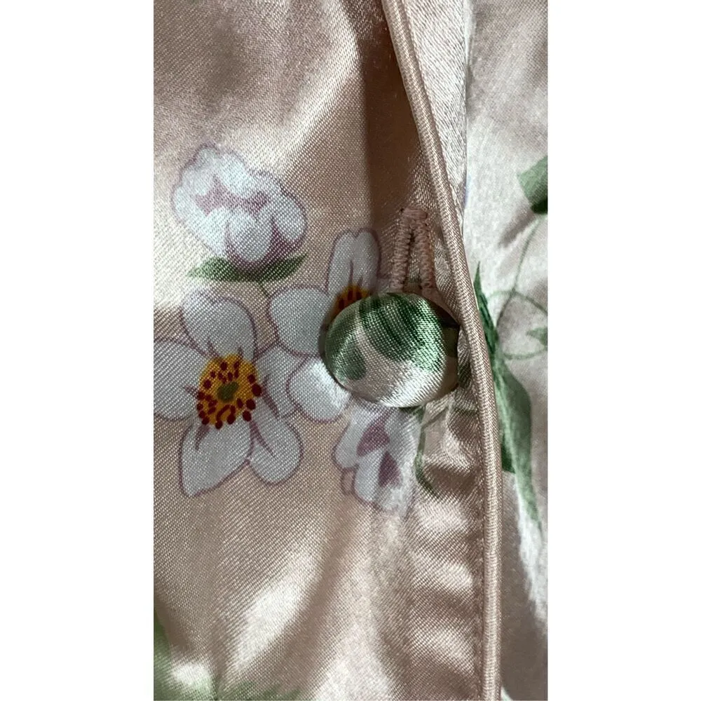 Amelia's Womens Floral Button Front Long Sleeve Satin Nightdress Multi Large NWT Pink - Image 5