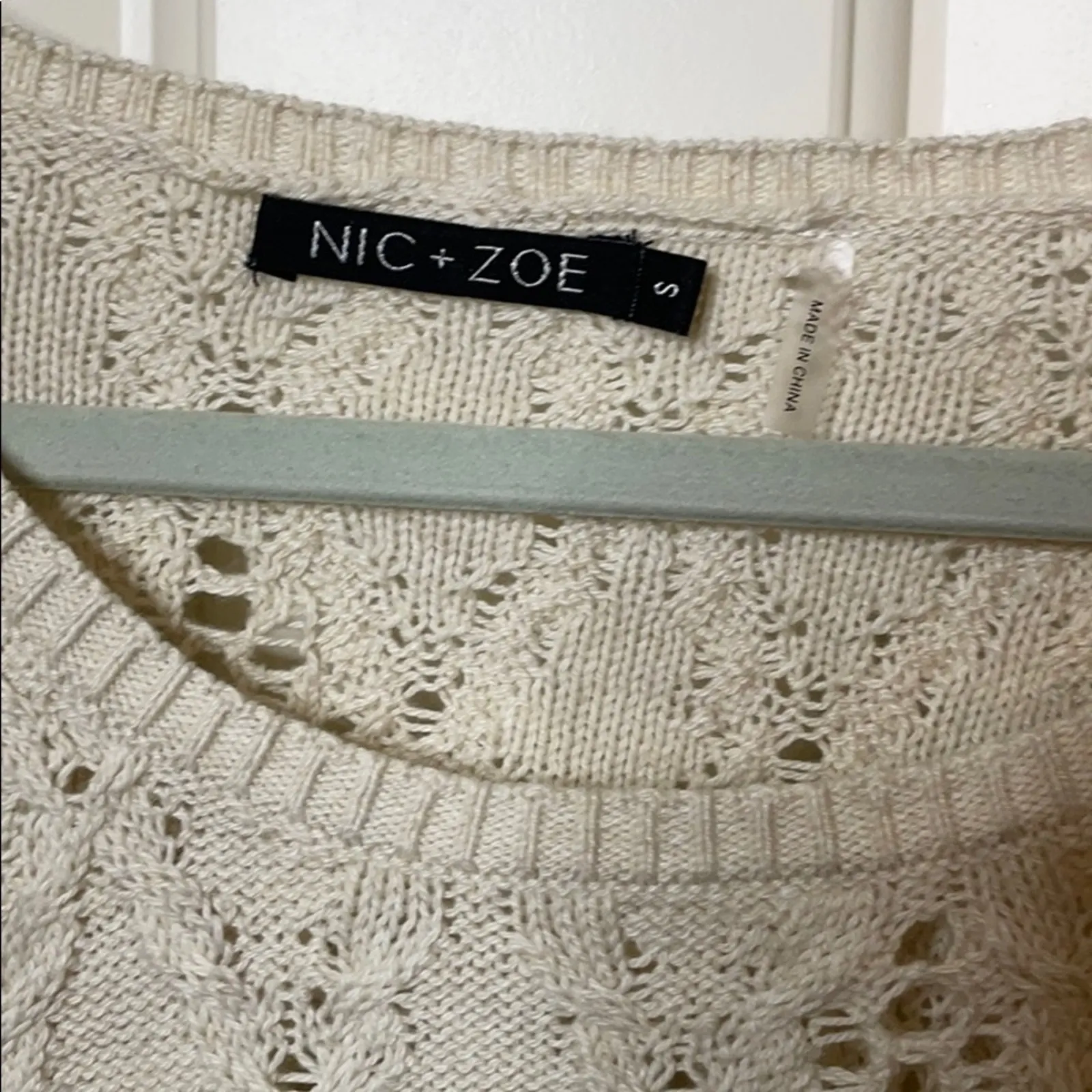 Nic + Zoe diamond sweater off white beige size Small - Image 4
