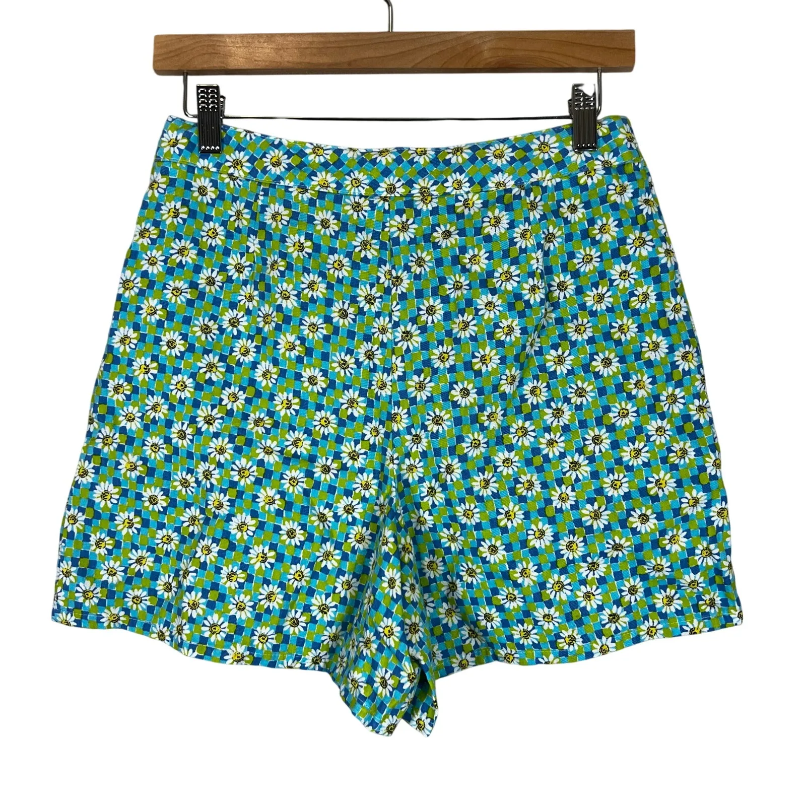 IN San Francisco Skort Womens M Green Blue Daisy Floral Retro Cottagecore Y2K - Image 4