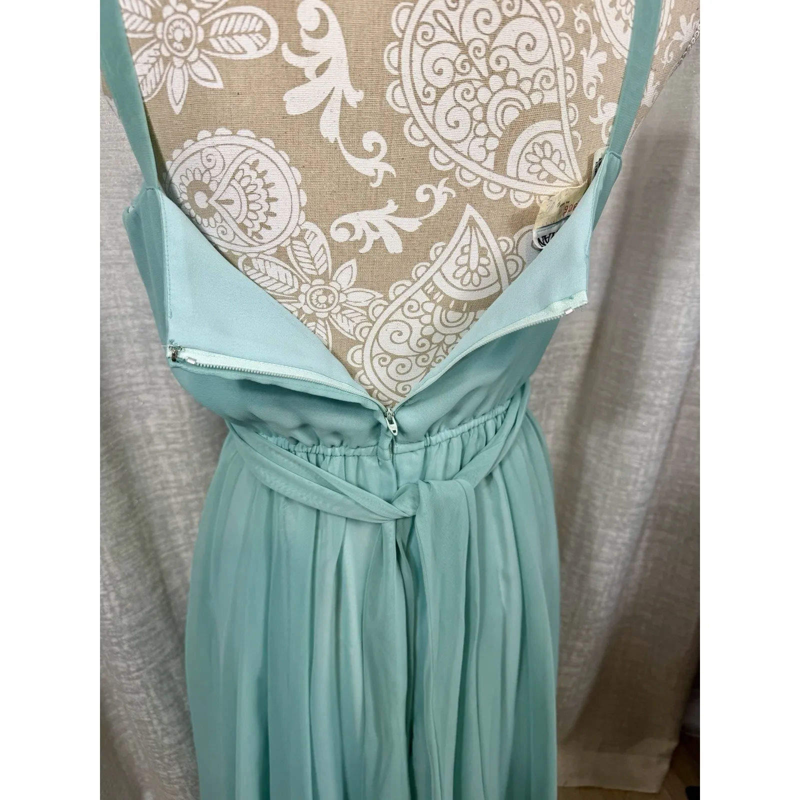Jack Bryan Seafoam Chiffon Maxi Dress w/ Beaded Sheer Jacket – Size 10 Green - Image 8