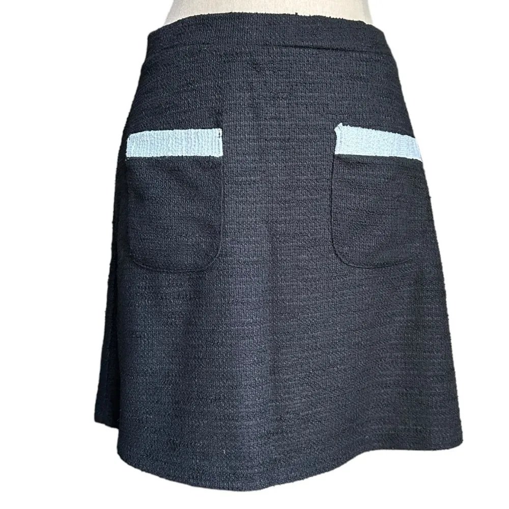 Zara Trafaluc Tweed Black Mini Skirt 2 Pockets Classic Chic Size Medium - Image 3