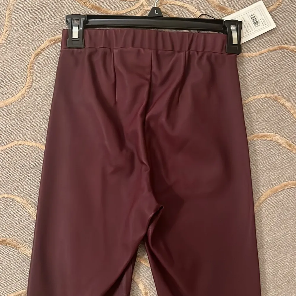 🆕 Theory | Adbelle Leather Leggings Pants Red Currant Burgundy Red 00 Xs - Image 7