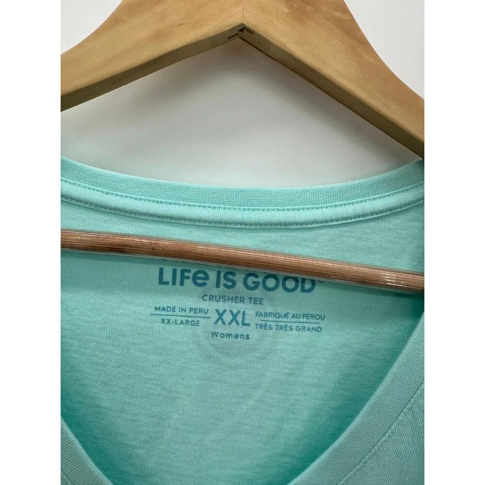 Life is Good Womens Blue Tee Size XXL Super Heroes Wear Scrubs Nurse Hospital - Image 4