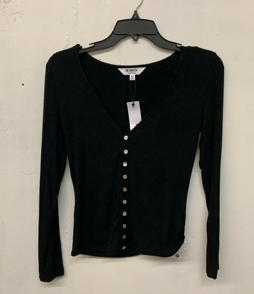 BB Dakota X Steve Madden Womens Black Knits Ribbed Complicated Top - Image 2