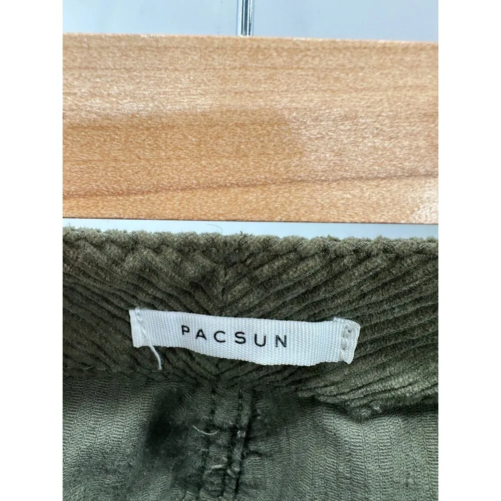 Pacsun Womens Corduroy Mom Pants Size 28 Olive Green High Waisted Casual Fall - Image 6