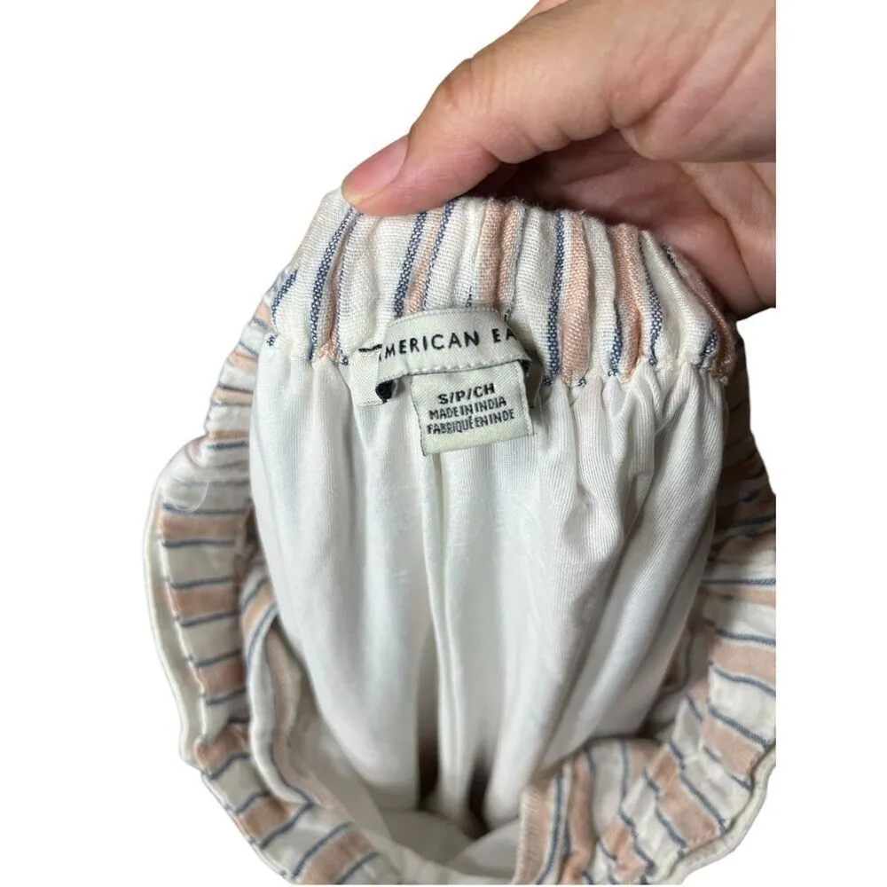 American Eagle High Waisted Side Button‎ Linen Blend Cropped Pants Size S - Image 9