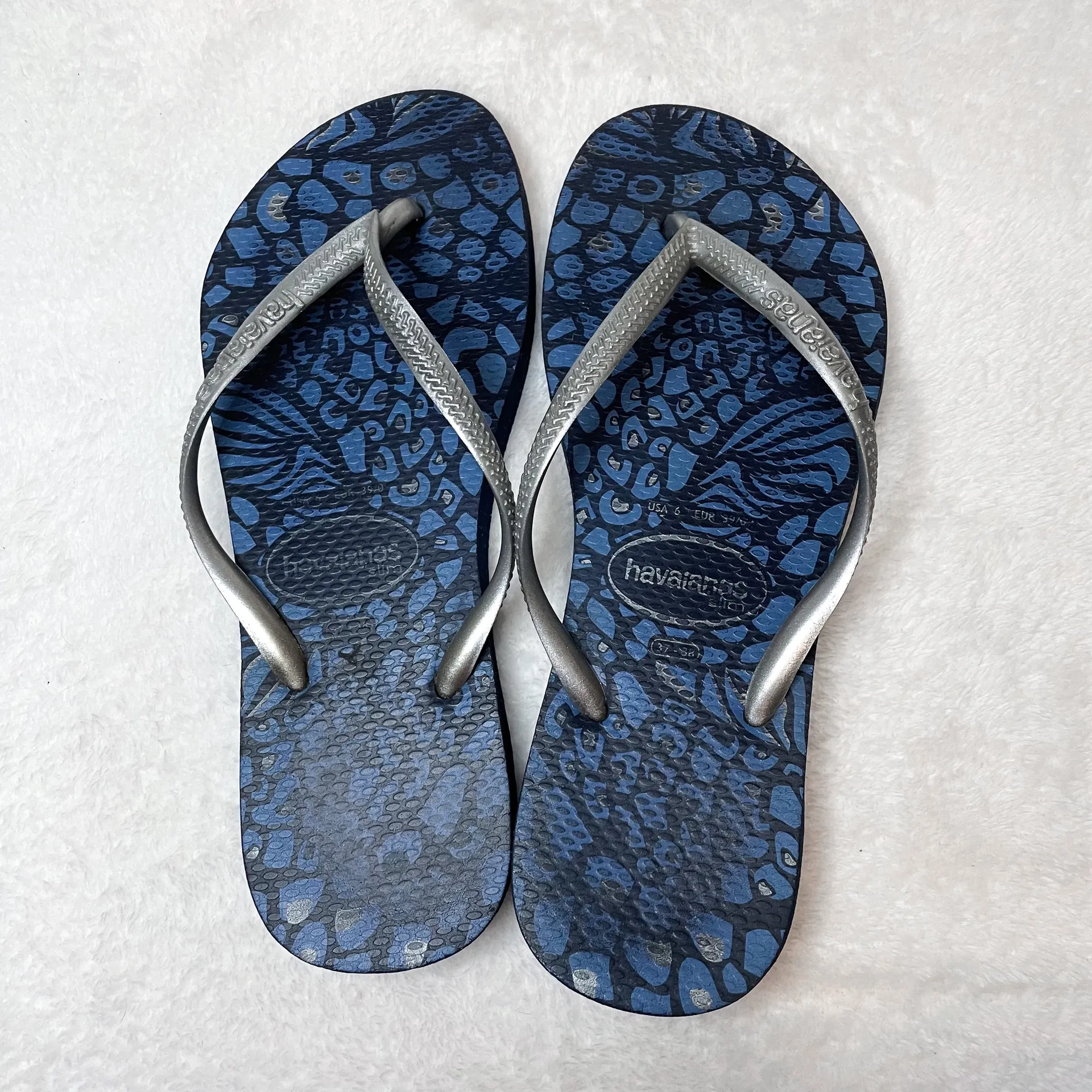 Havaianas Blue & Silver Flip Flops - Image 3