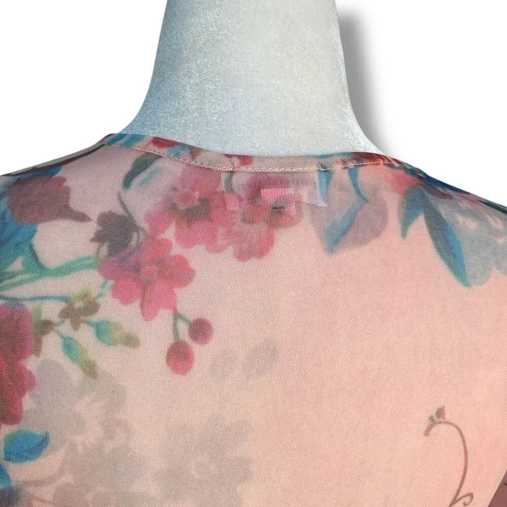 Superdown Simona Sheer Pastel Short Sleeve Top Floral Multi Size Small Y2K - Image 6