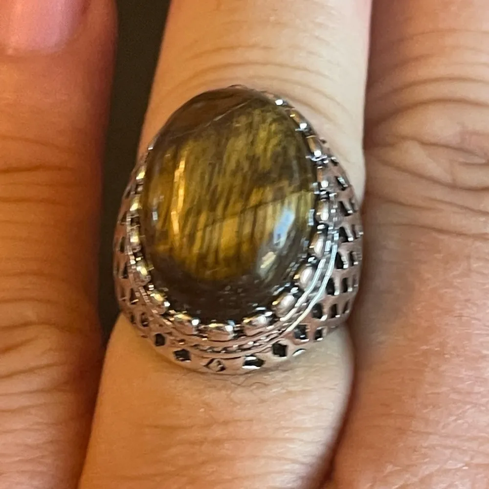 Tigers eye stone S925 silver women ring size 6.5 - Image 8