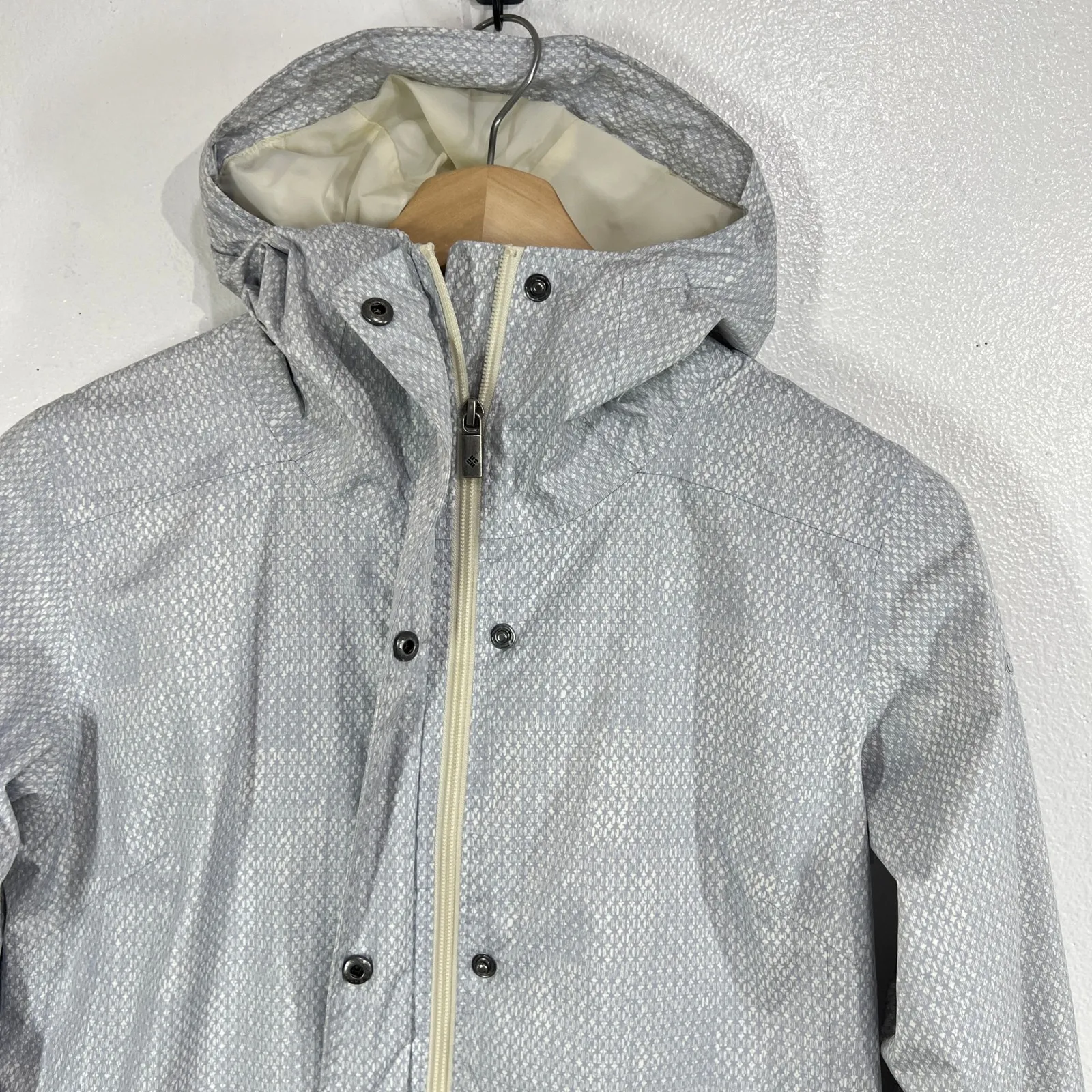 Columbia Omni-Tech Waterproof Hooded Jacket Womens Medium Gray Rain Coat Gray - Image 5