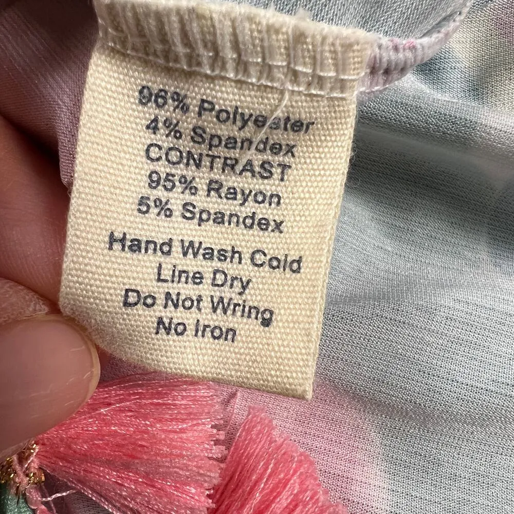 Simply Southern Tassel Beachy Topsail Dress Sea Turtles Pink Yellow Green Size M - Image 8