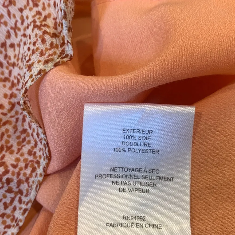 Jonathan Simkhai Peach Short Sleeve Silk Blouse Women’s Medium Orange - Image 7