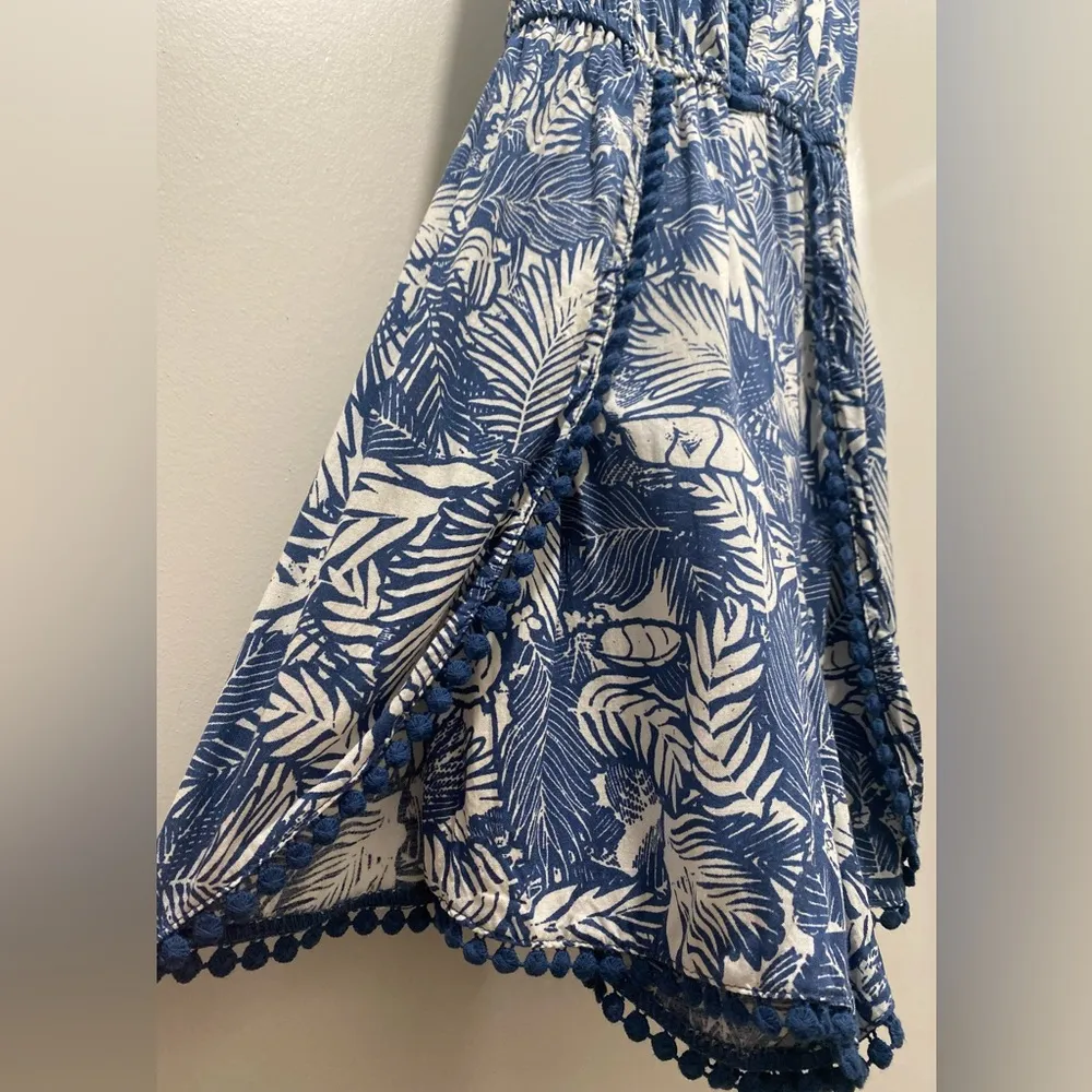 Xhilaration Blue & White Tropical Print Sleeveless Spaghetti Strap Romper - XS - Image 9