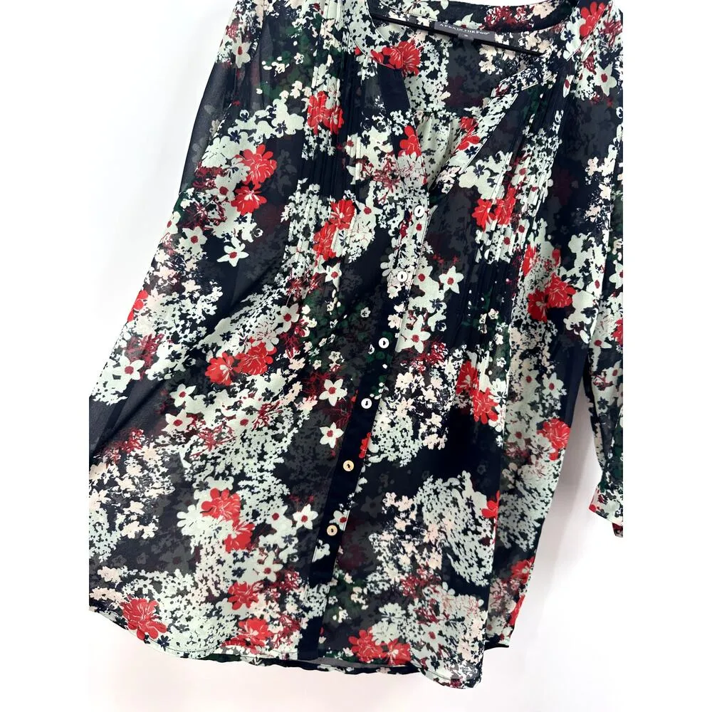 A Pea in the Pod Floral Sheer Maternity Blouse Size Small - Image 4