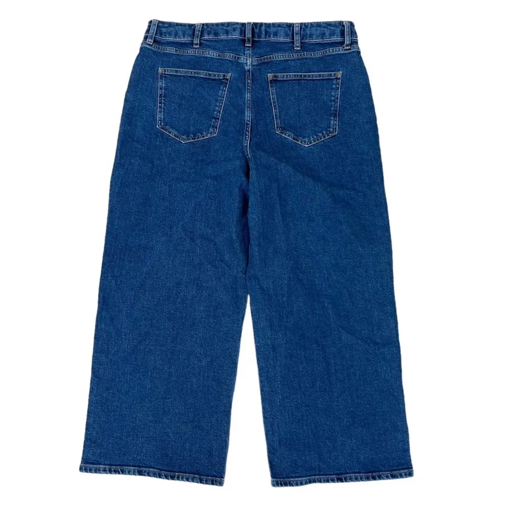 Boden Button Fly Wide Leg Jeans Size 14 Mid Vintage Denim Stretch Mom High Rise Blue - Image 5