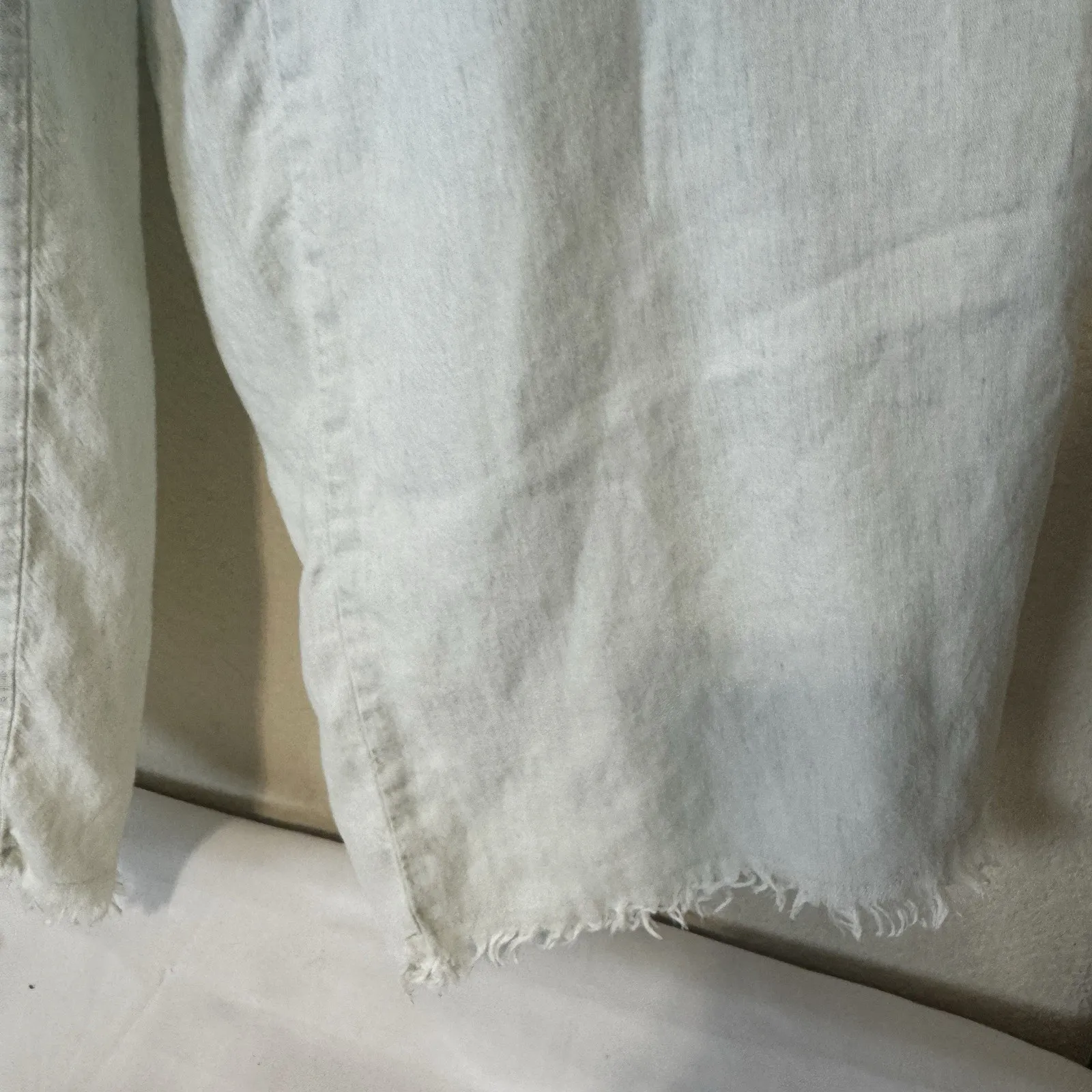 adyson parker Wide Leg Pants Light Blue Belted Sz 14 Raw Hem Beachy Lagenlook - Image 3