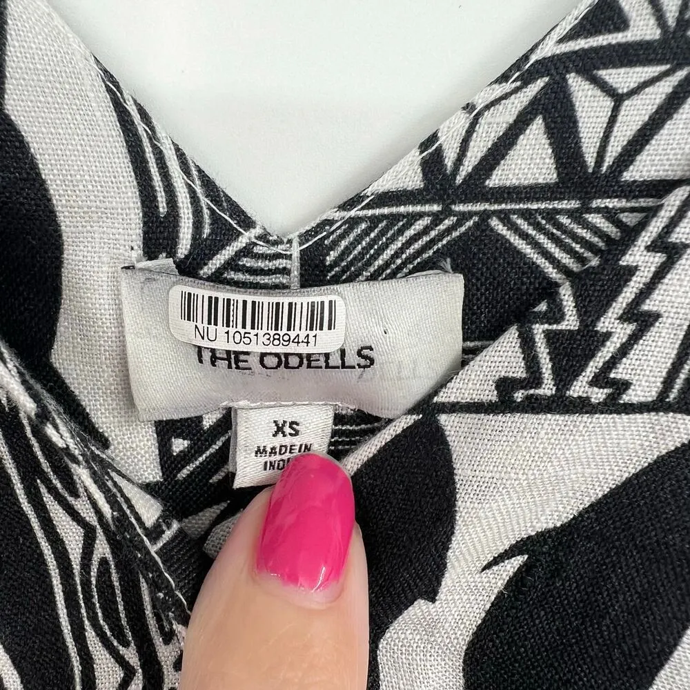 Anthropologie The Odells mixed fun print 100% linen jumpsuit pockets size XS - Image 9