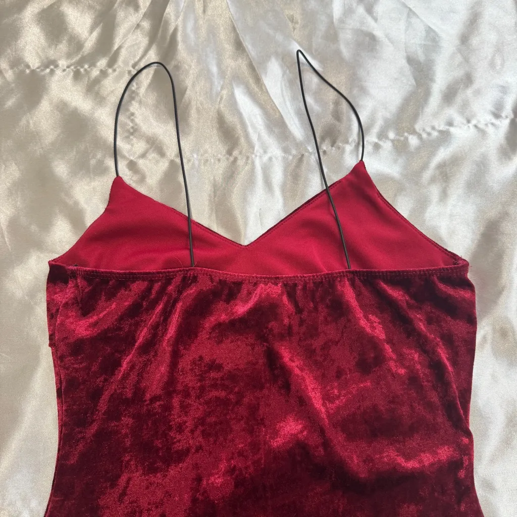 Red Velvet Midi Dress - Image 8
