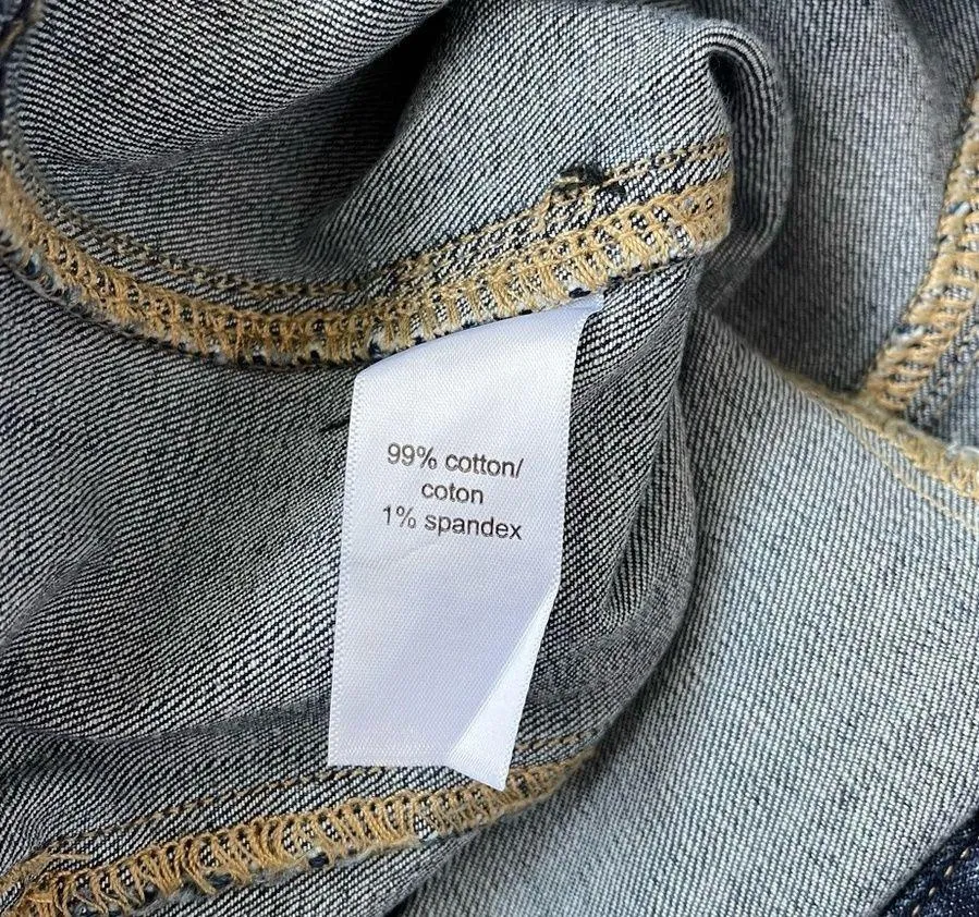 Maurices Dark Wash Distressed Frayed Hem Collared Denim Vest - Image 10