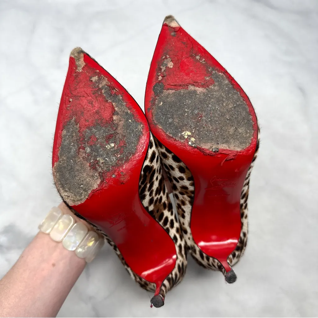 Christian Louboutin Pigalle Follies 100 Leopard Pony Hair Pointed Toe Pump Heels - Image 10