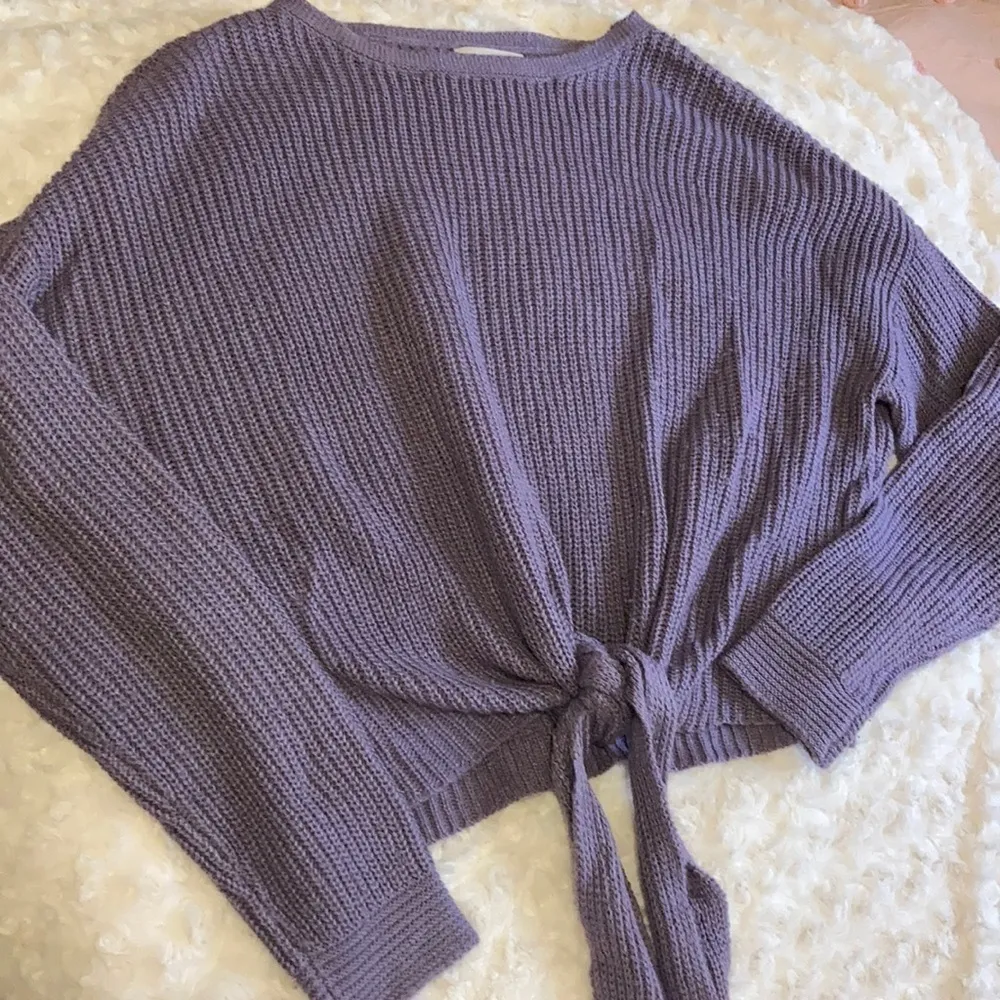 Universal Threads Purple cropped tie front sweater - Image 2