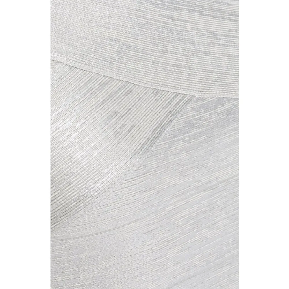 💕HERVE LEGER💕 Criss Cross Foil Bandage Dress ~ Silver Foil Large L NWT - Image 9