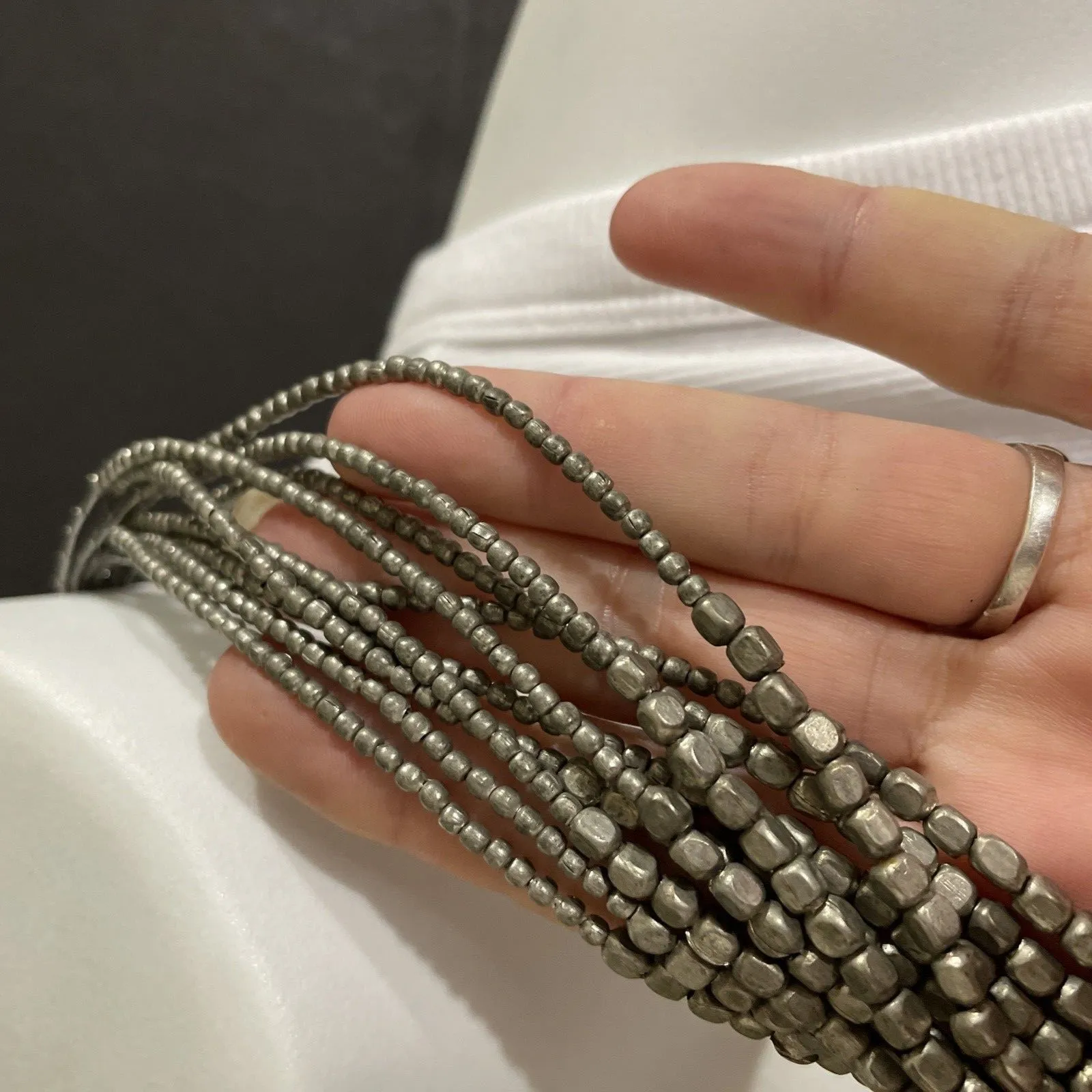 Pyrite Gun Metal Multi-strand Necklace - Image 3