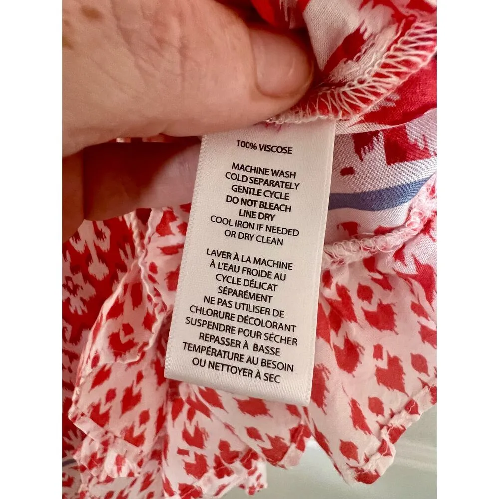 BeachLunchLounge Red and White Patterned Women's Boho Tank Top Ruffle Small S - Image 7