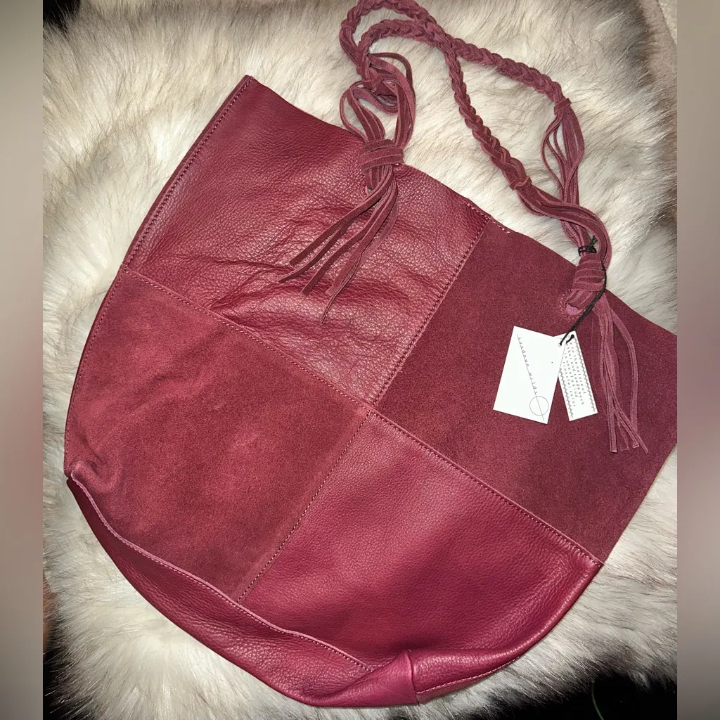 NWT Free People + Sundown Wilds Suede Nubuck Burgundy Bag - Image 2